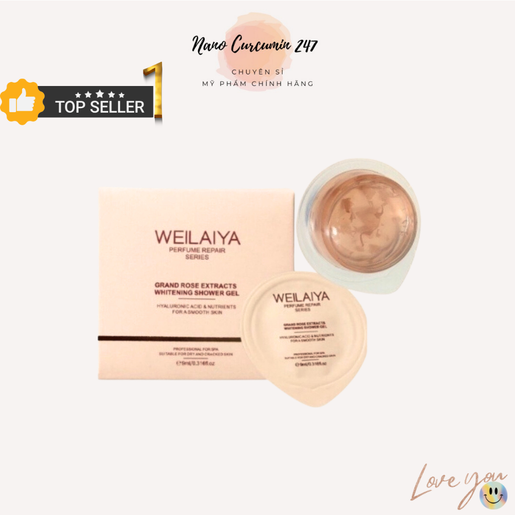 Sữa Tắm Hương Nước Hoa Damask Weilaiya Sữa Tắm Trắng Da Cánh Hoa Hồng Hộp Mini 9ml