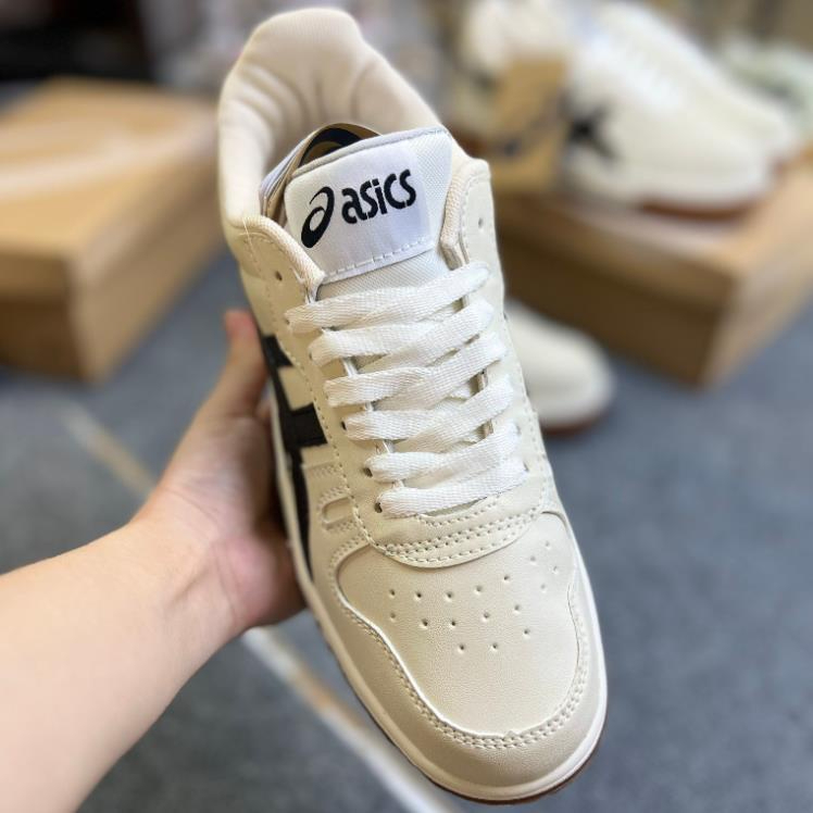 Giày Thể Thao Asics.Court MZ Kem Đen Và Kem Xám, Giày Thể Thao Nam Nữ Asics Mẫu Mới Thiết Kế Độc Lạ 2023