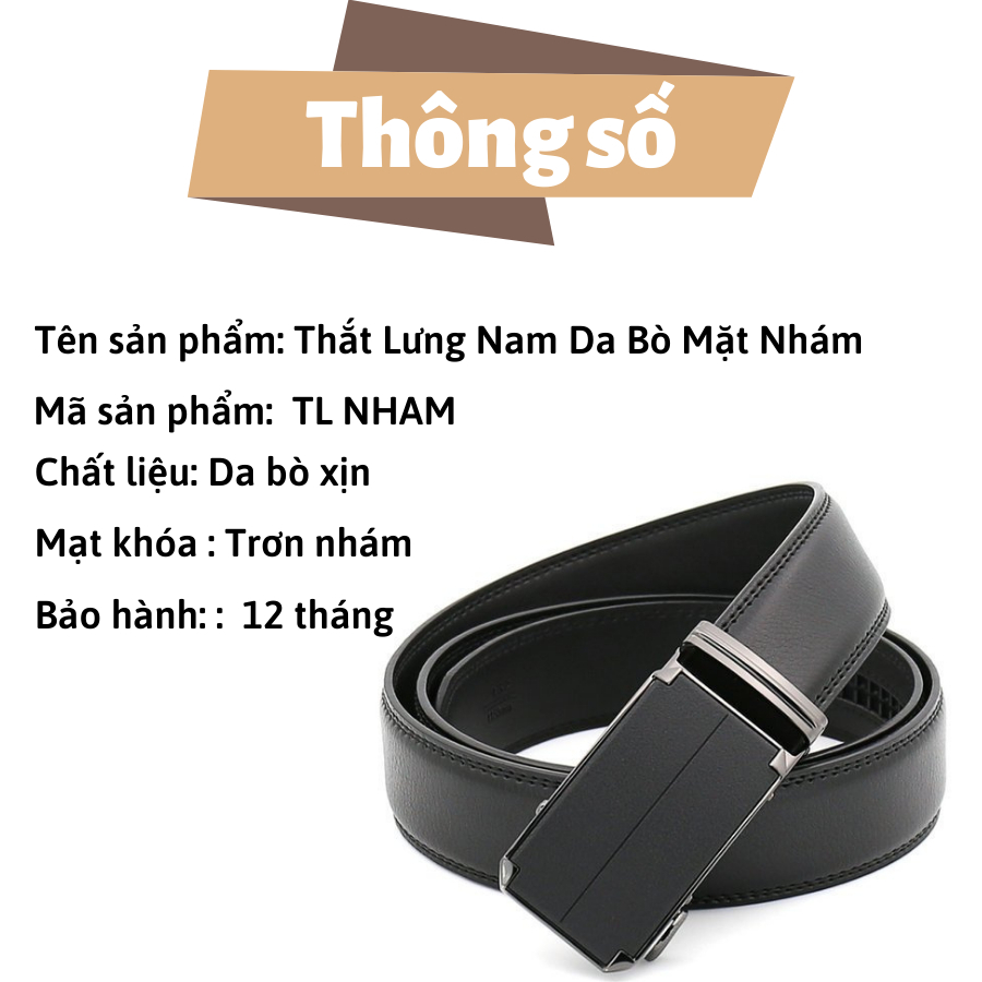 Thắt Lưng Nam Da Bò Khóa Tự Động Cao Cấp - Dây Nịt Nam Tặng Kèm Hộp Thương Hiệu - TL NHAM