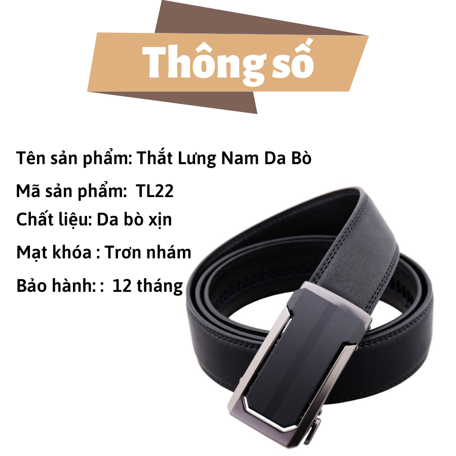 Thắt Lưng Nam Da Bò Thật Khóa Tự Động Cao Cấp Sang Trọng - TL22