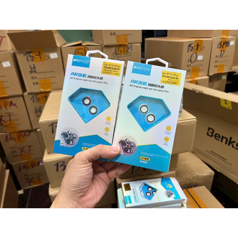Cường lực Len cam KUZOOM PVD 2 tầng như Zin máy IPhone 15pro/15promax/14promax/15/15plus
