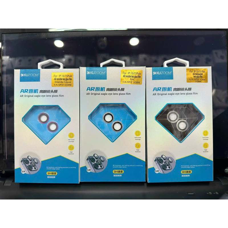 Cường lực Len cam KUZOOM PVD 2 tầng như Zin máy IPhone 15pro/15promax/14promax/15/15plus