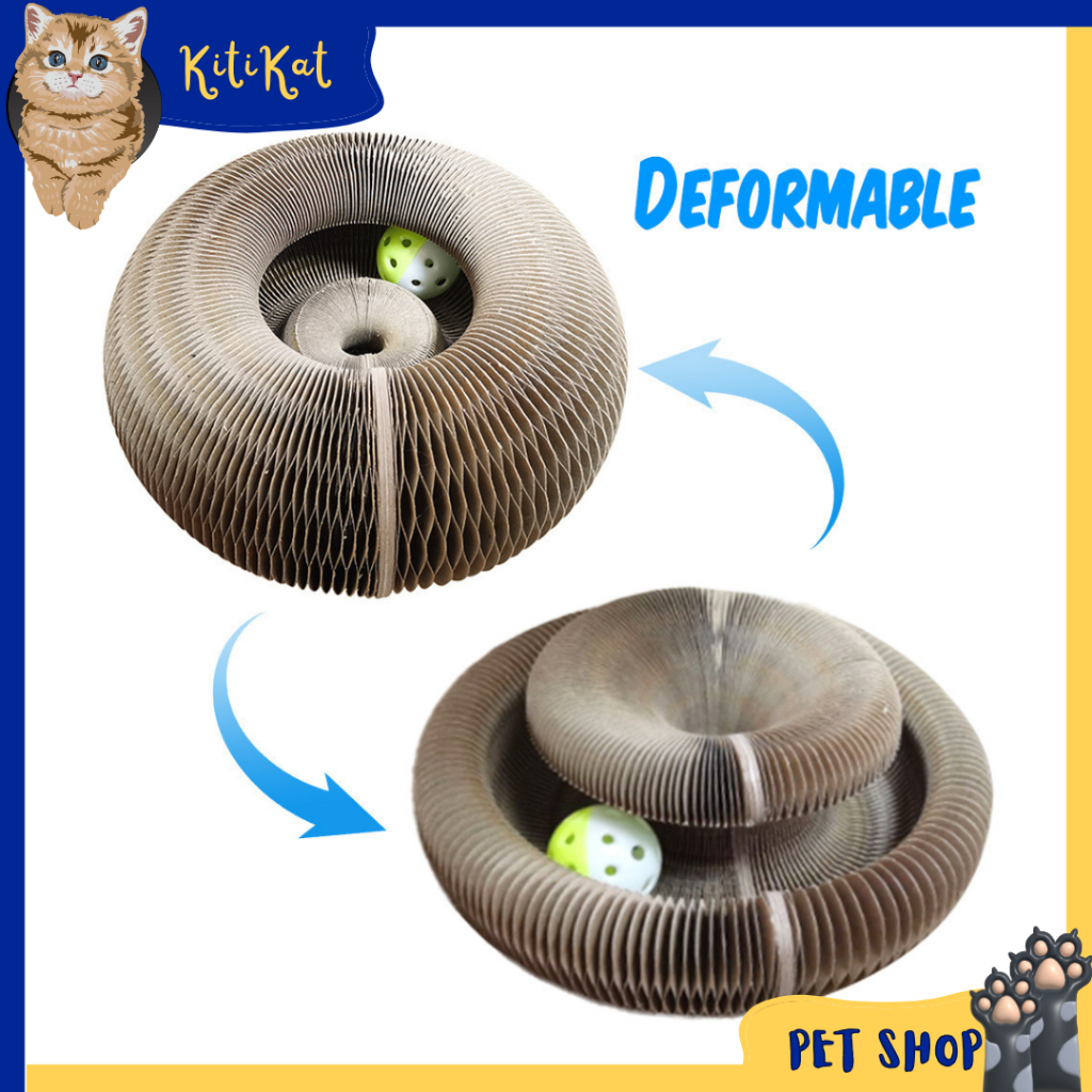 Đồ chơi cho mèo cào móng, Bàn cào móng ma thuật cho mèo, Đồ chơi xoay tròn thay đổi hình dạng nhiều kích thước