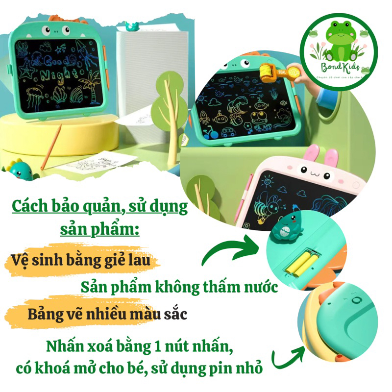 Bảng vẽ tự xoá cho bé thông minh chỉ một nút ấn, bảng từ tính tập viết, tập vẽ cho bé - BondKids