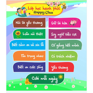 Lớp học hạnh phúc ong khổ to nền mầu