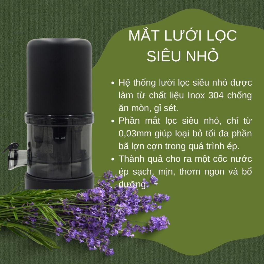 Máy ép chậm mini Gemhaus GH510 công suất 80W cho gia đình 2-3 người