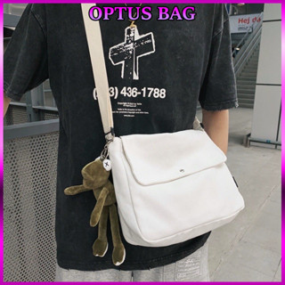 TÚI TOTE ĐEO CHÉO NÚT UNISEX NAM NỮ - VẢI DỆT CANVAS [ CÓ TÚI CON] MÀU BE - ĐEN - PHONG CÁCH ULZZANG DC01