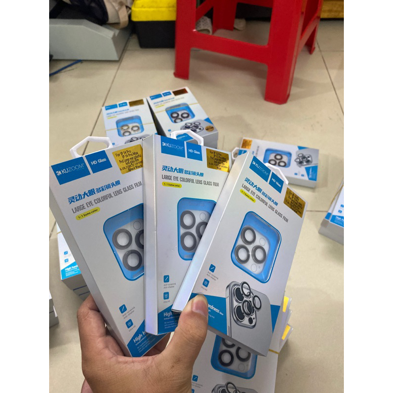 Cường lực Len cam KUZOOM PVD 2 tầng như Zin máy IPhone 15pro/15promax/14promax/15/15plus