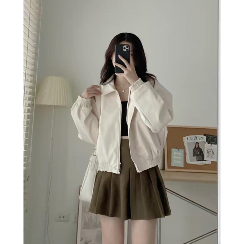 Áo khoác da croptop