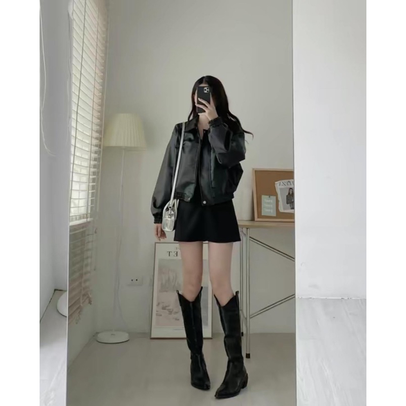 Áo khoác da croptop