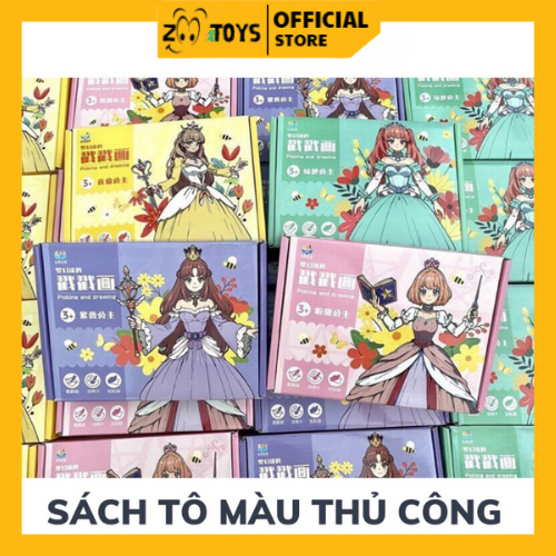 Đồ Chơi Sổ Bóc Dán Công Chúa Tranh Vẽ Cổ Tích, sách tô màu thủ công cho bé yêu