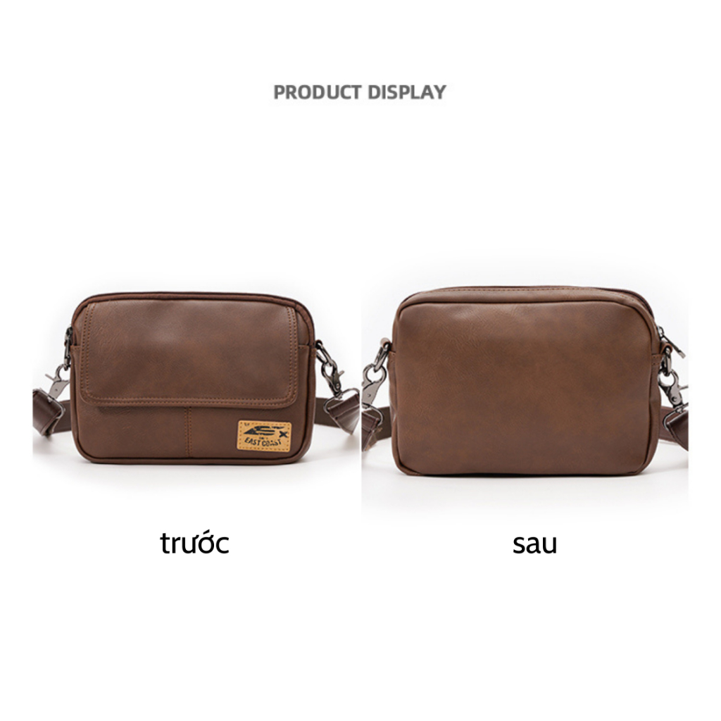 Túi đeo chéo nam, túi da nam đeo chéo 4 ngăn chất da PU cao cấp chống nước lót polyester phong cách Hàn Quốc TDC040