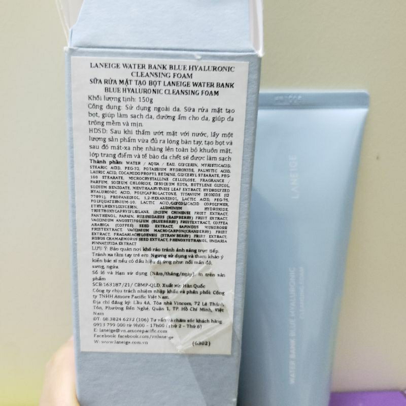 Sữa rửa mặt laneige water blue hyaluronic cleansing foam sạch sâu ẩm mịn 150ml 30ml