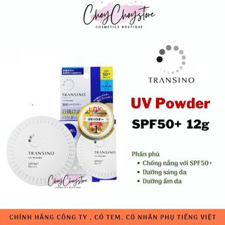 Phấn phủ trắng da transino uv powder 12g với spf 50+ chống tia uv, dưỡng ẩm da
