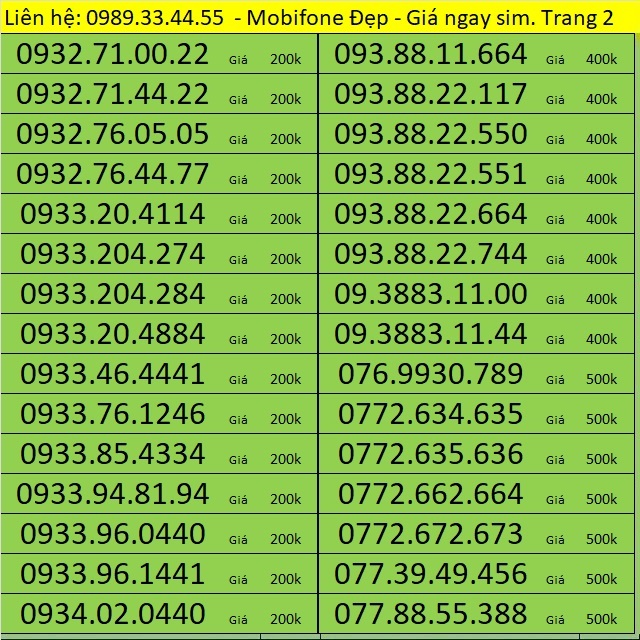 Sim Mobi Trả trước