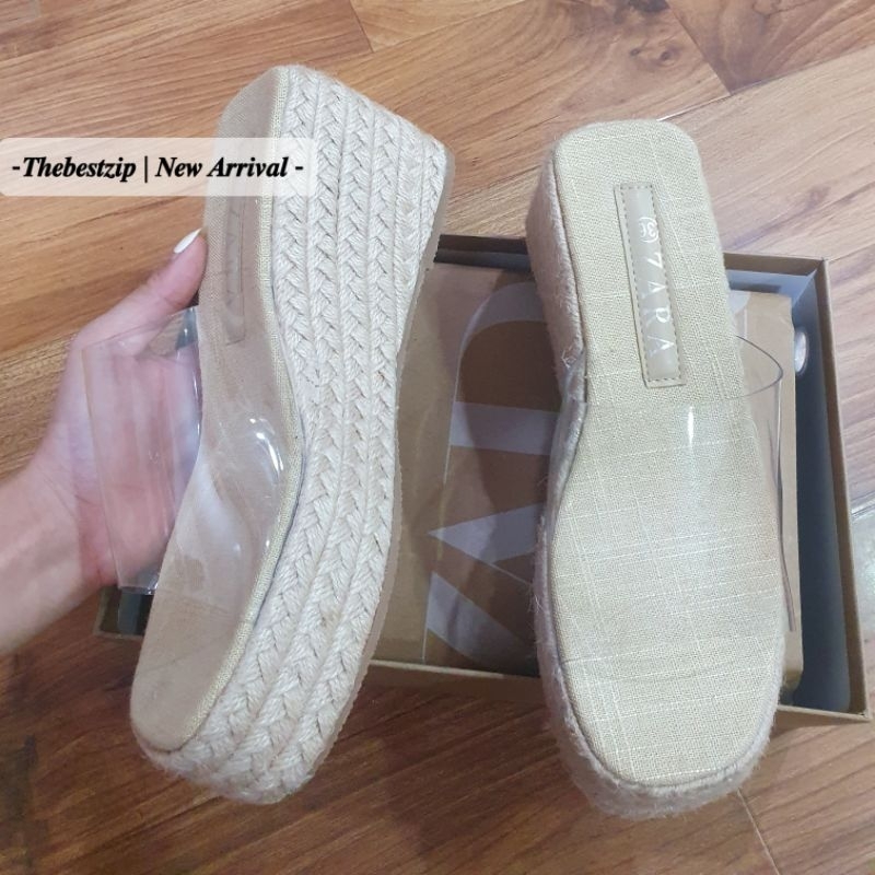 Dép xuồng 𝗭𝗮.𝗿𝗮 đế cói quai trong cao 8cm siêu êm nhập nguyên hộp cao cấp | Hàng loại 1