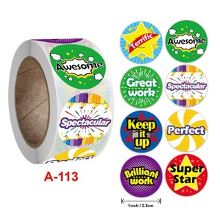 Cuộn 500 sticker nhãn dán khen thưởng cho bé