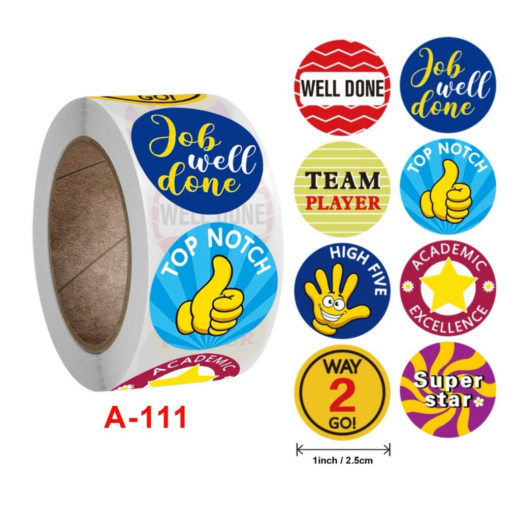 Cuộn 500 sticker nhãn dán khen thưởng cho bé
