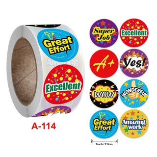Cuộn 500 sticker nhãn dán khen thưởng cho bé