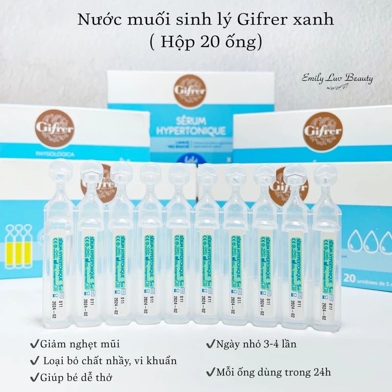 Muối Gifrer xanh vàng hộp 20 tép/ Muối sinh lý hồng Gifrer hồng 40 tép