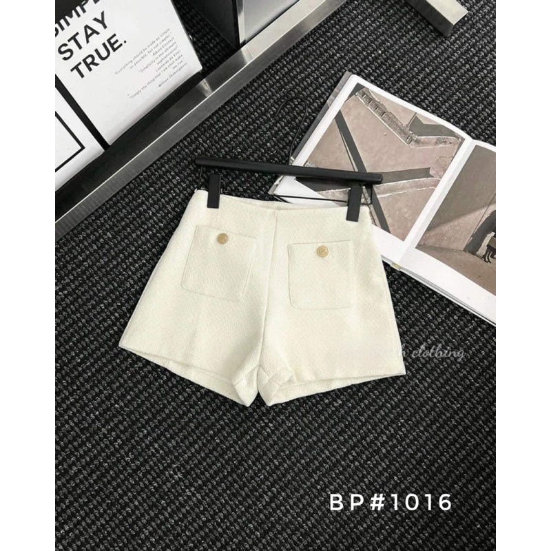 Quần đùi dạ nhũ cạp cao tôn dáng QC