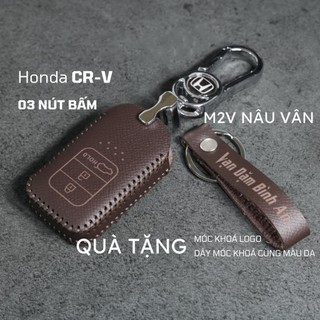 Bọc chìa khoá Honda City, Civic,CRV 3 nút bấm, bao da, ốp chìa khoá da bò, nhiều màu, khâu thủ công