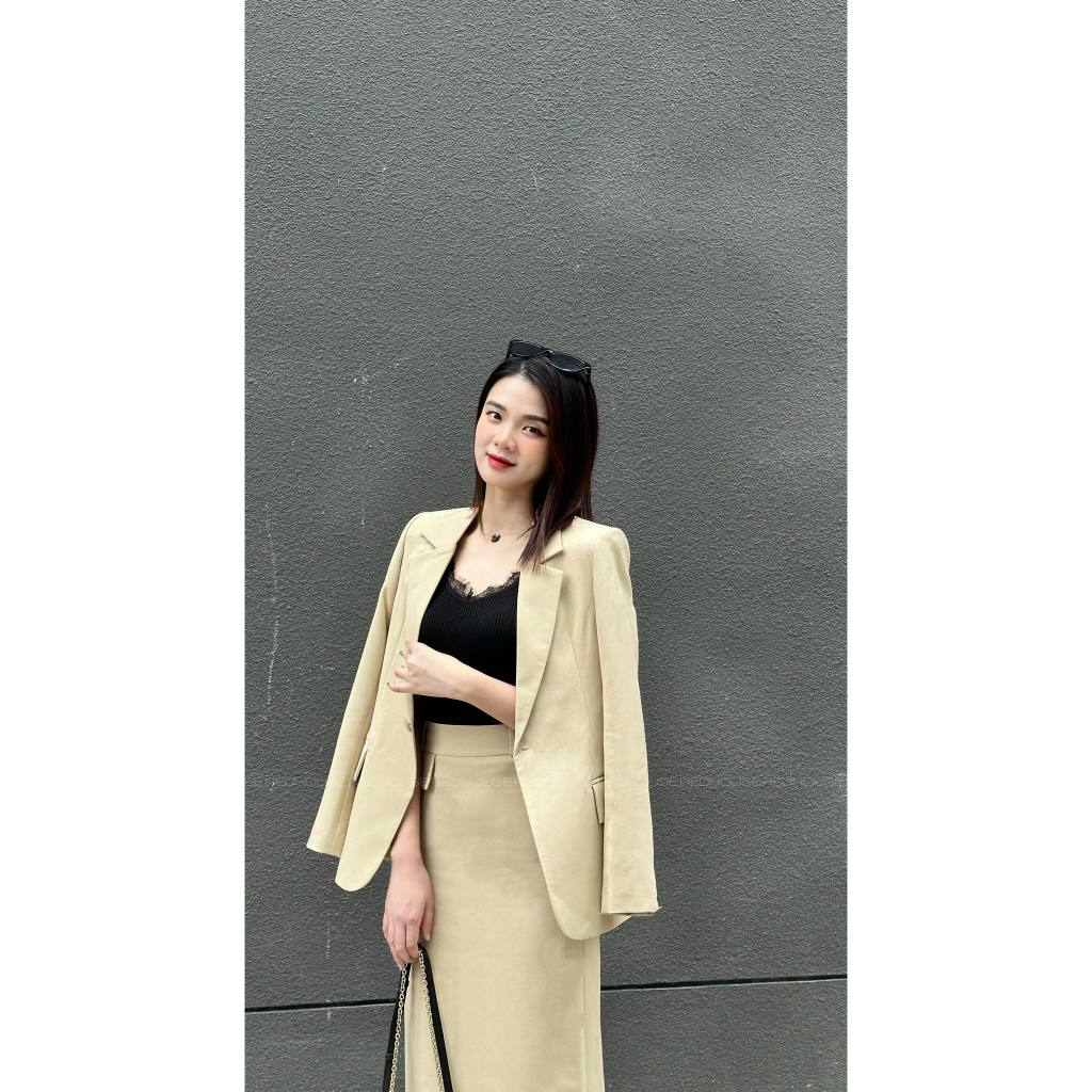 Áo blazer eo nhẹ 2 cúc bọc