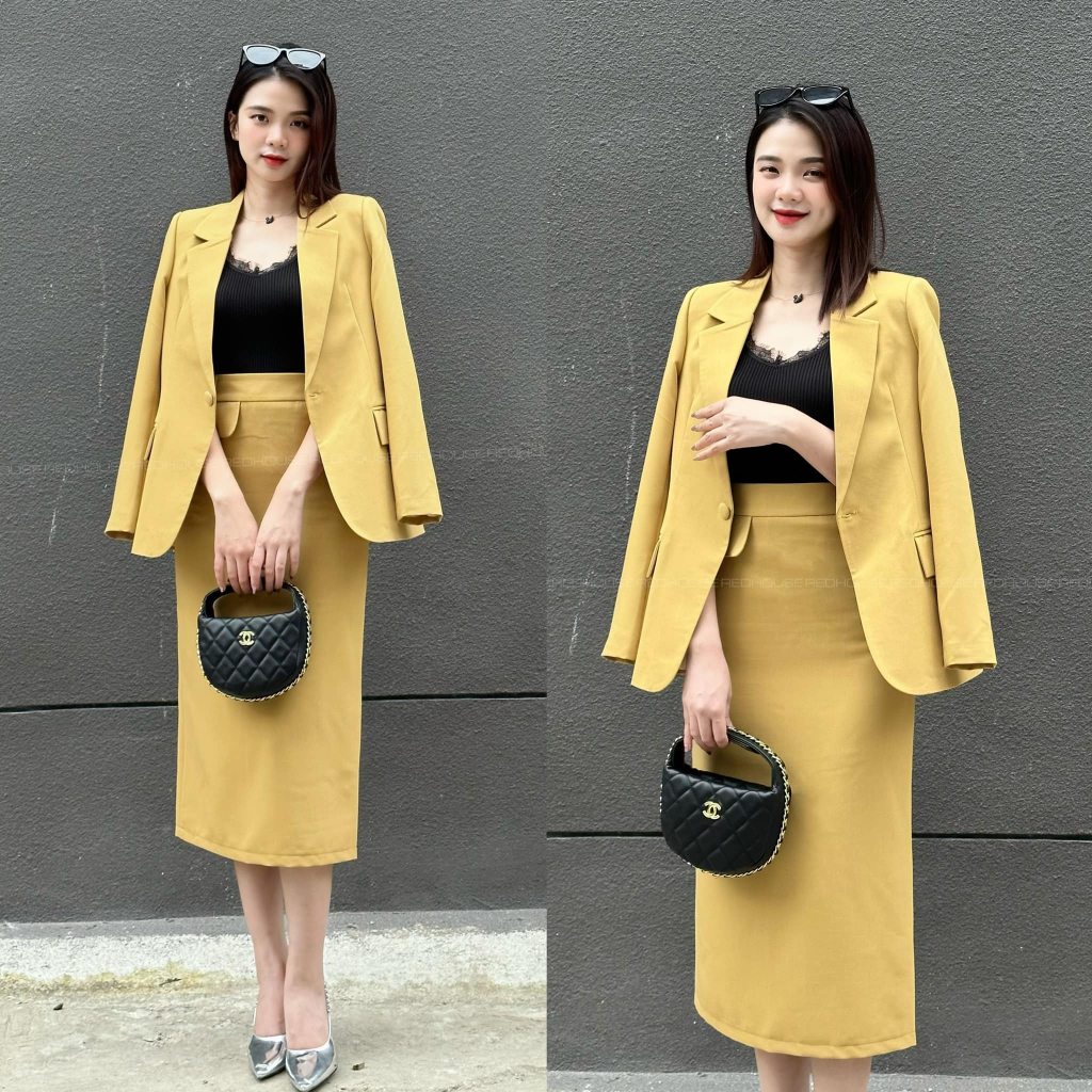 Áo blazer eo nhẹ 2 cúc bọc