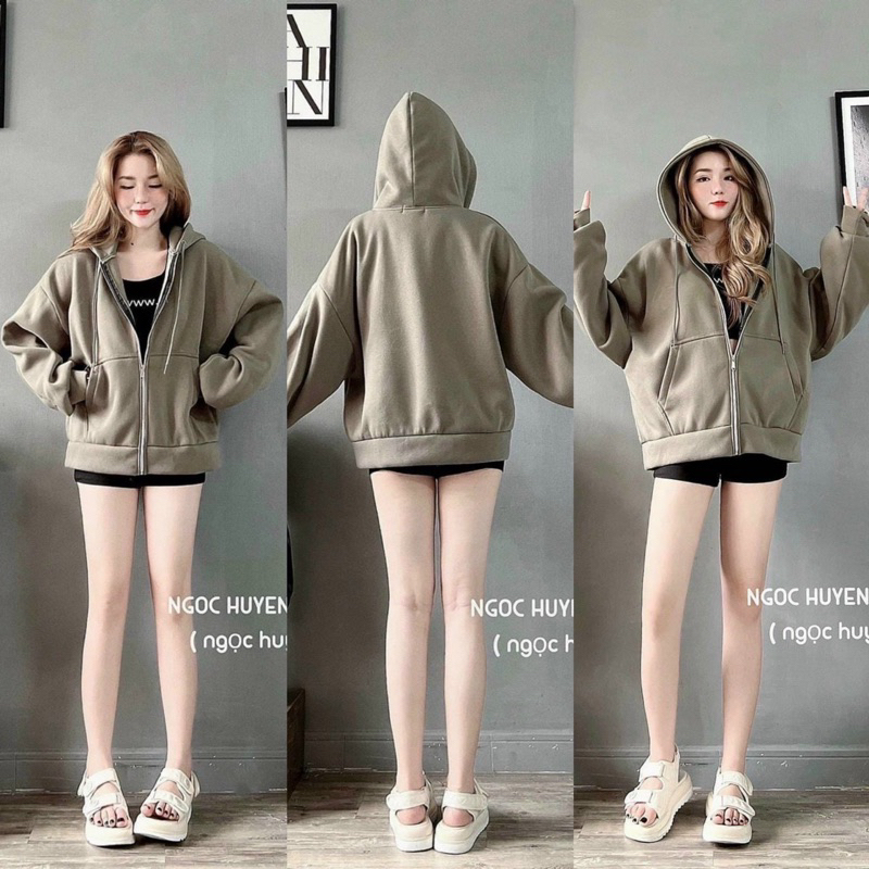 Áo Khoác Nỉ Tay Bồng Bảng Màu Trà Sữa Form Dài Freesize Hot Trend 2023