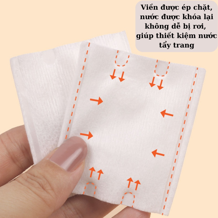 Bông Tẩy Trang 222 Miếng, Bông Tẩy Trang 3 Lớp Cotton Pads Sợi Bông Tự Nhiên Mềm Mịn Thấm Hút Tốt An Toàn Cho Da
