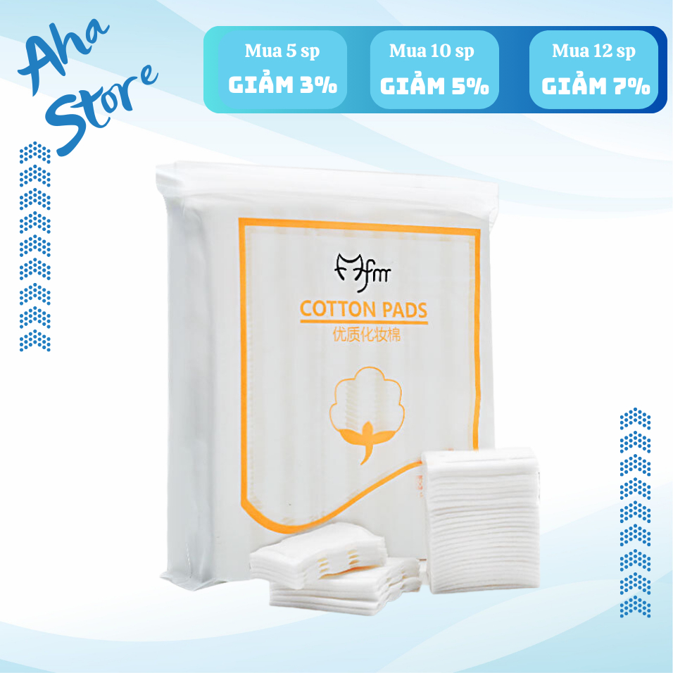 Bông Tẩy Trang 222 Miếng, Bông Tẩy Trang 3 Lớp Cotton Pads Sợi Bông Tự Nhiên Mềm Mịn Thấm Hút Tốt An Toàn Cho Da