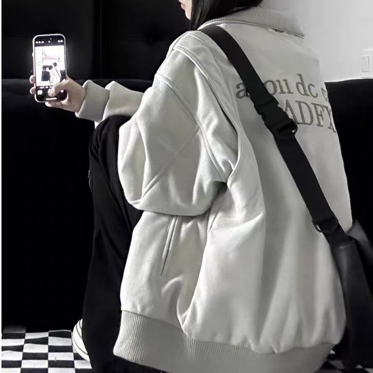 Áo Khoác ADEXX Chất Nỉ Dày Dặn Có Nón 2 Lớp💕Áo Bomber Khóa Kéo Dáng Rộng Dành Cho Nam Nữ