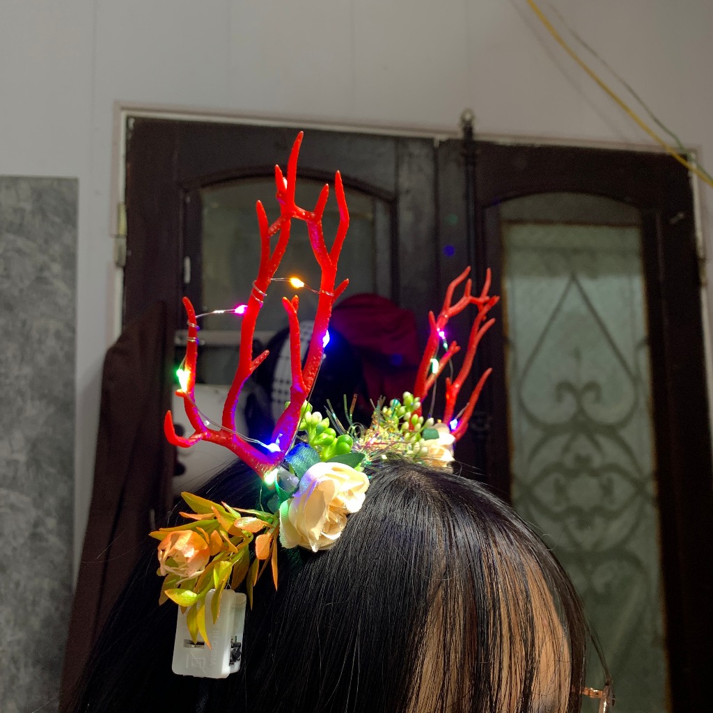 Bờm Noel cute - băng đô cài tóc đồ dùng làm quà tặng trong mùa giáng sinh - siêu dễ thương - gắn đèn led - siêu đẹp