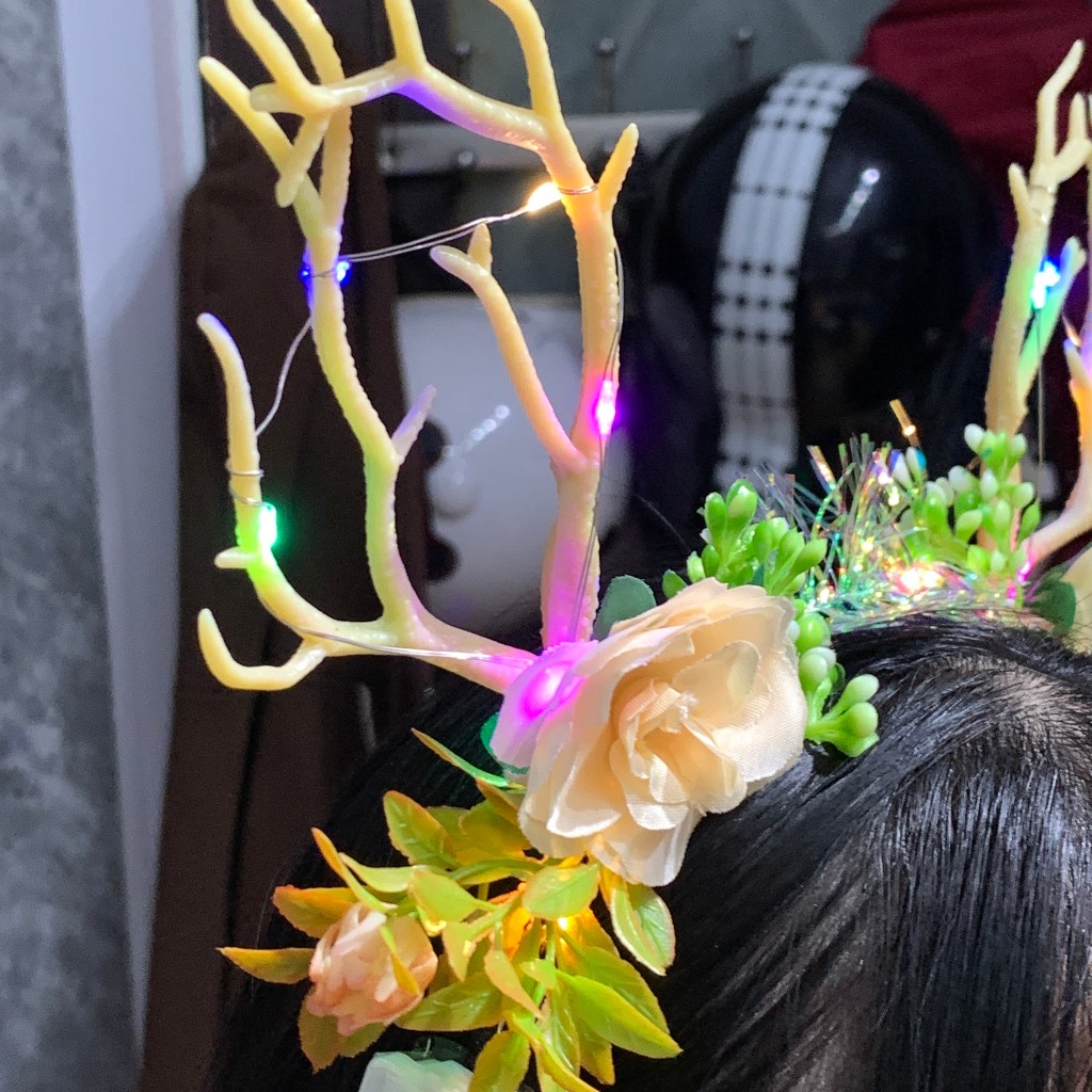 Bờm Noel cute - băng đô cài tóc đồ dùng làm quà tặng trong mùa giáng sinh - siêu dễ thương - gắn đèn led - siêu đẹp