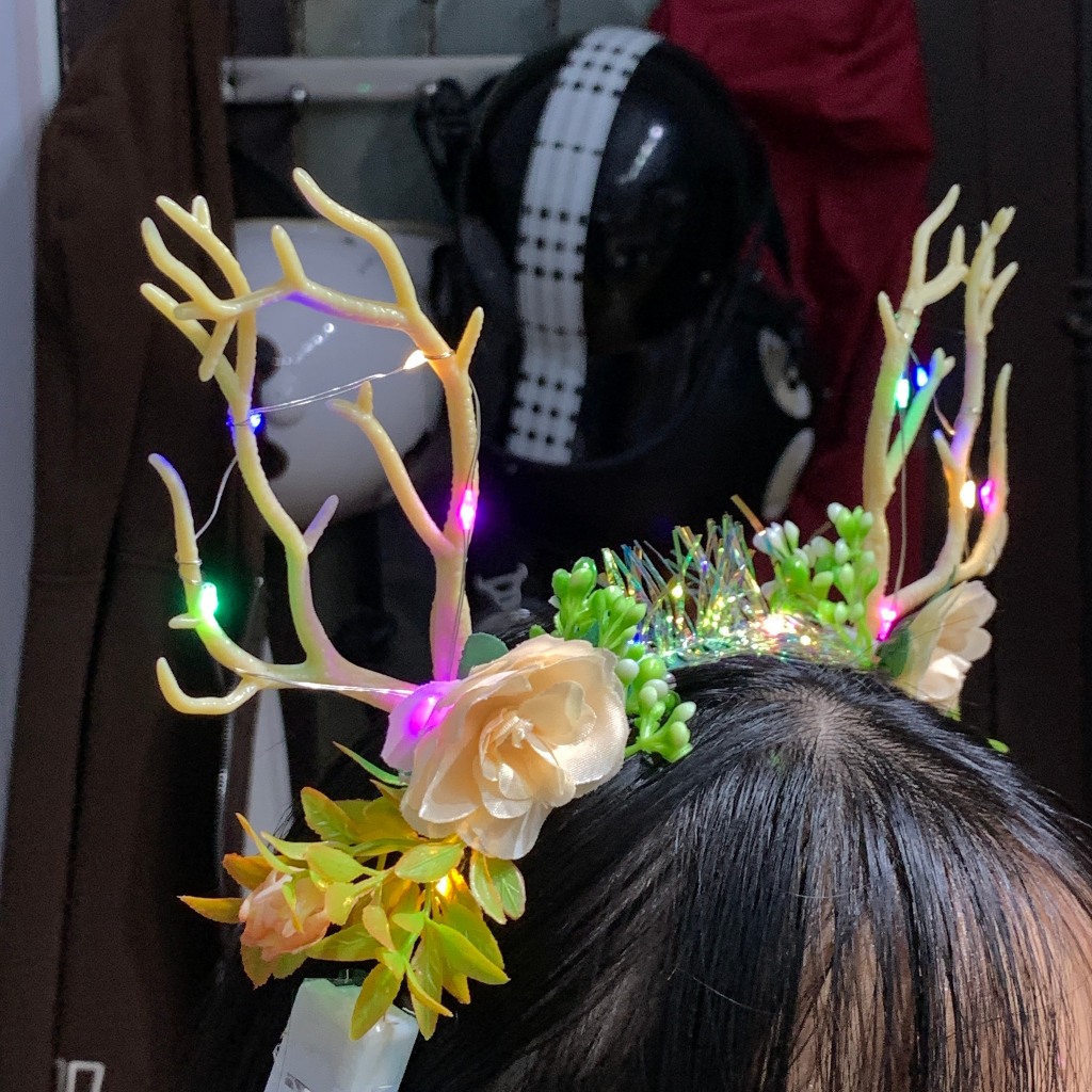 Bờm Noel cute - băng đô cài tóc đồ dùng làm quà tặng trong mùa giáng sinh - siêu dễ thương - gắn đèn led - siêu đẹp