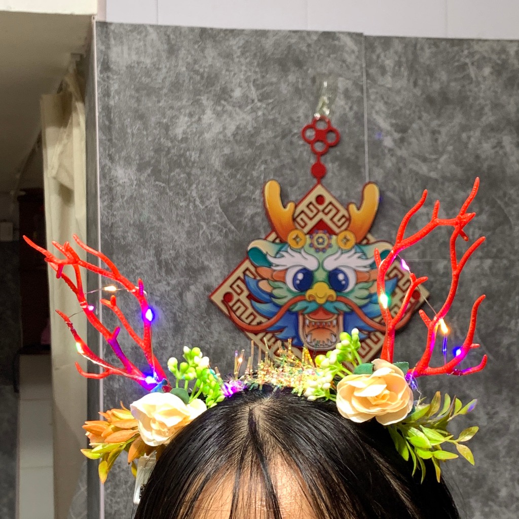 Bờm Noel cute - băng đô cài tóc đồ dùng làm quà tặng trong mùa giáng sinh - siêu dễ thương - gắn đèn led - siêu đẹp