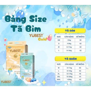   Giá xả lỗ 140k  Bỉm Yubest Gold   dán quần S72  M84 L78 XL72 XXL66 XXXL66 