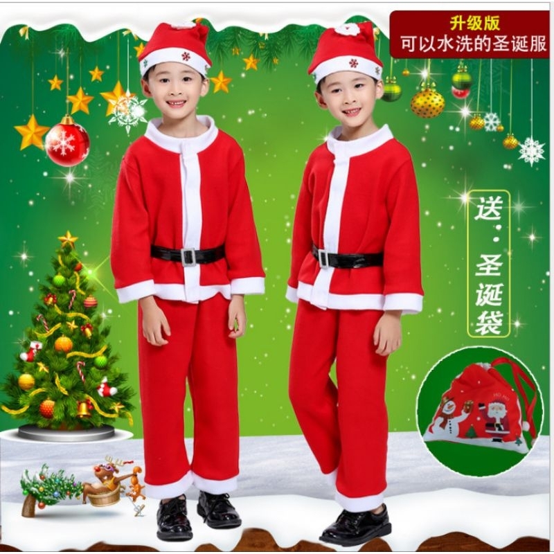 Bộ đồ đầm váy noel giáng sinh màu đỏ cho bé trai bé gái