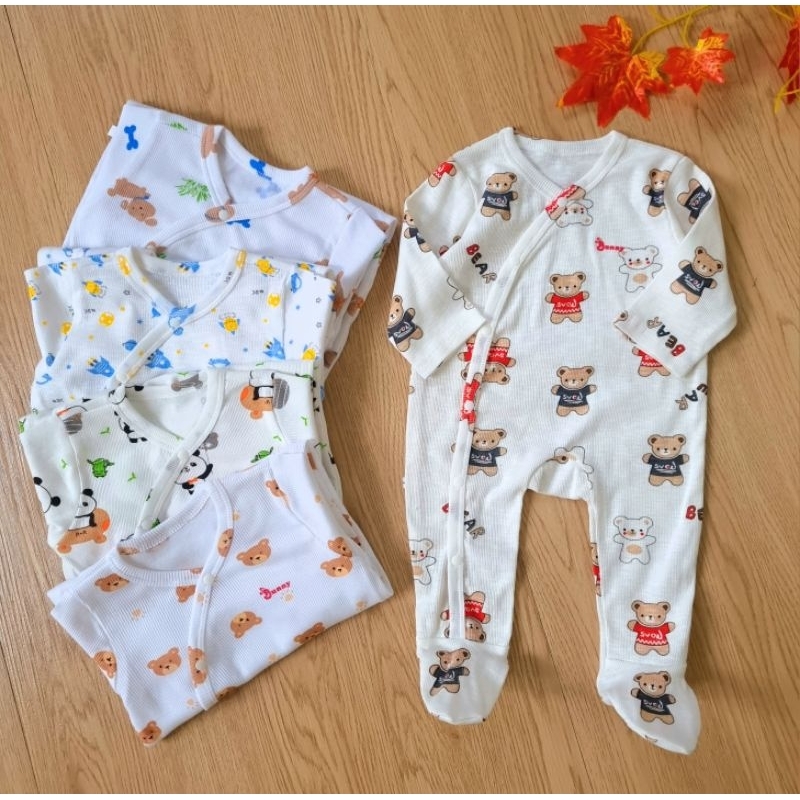 Body dài liền tất Bunnybaby chất len tăm cho bé 3-9kg