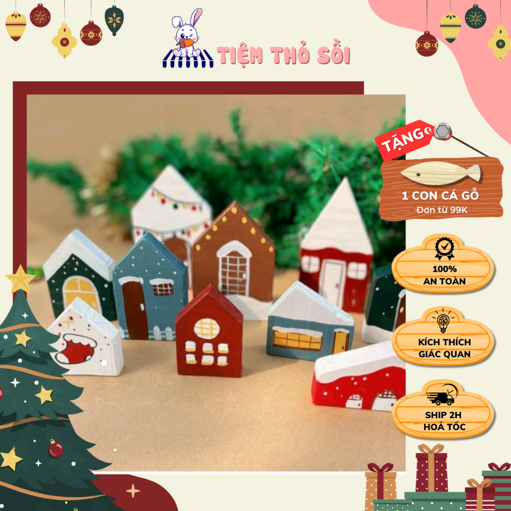 Combo 10 Ngôi Nhà Gỗ Tô Màu Trang Trí - Set 10 Ngôi Nhà Gỗ Loại Mộc Bé Thỏa Sức Sáng Tạo Trang Trí Nhà Cửa, Tiệm Thỏ Sồi