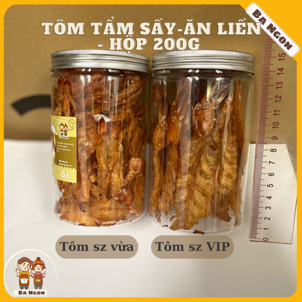 200g Tôm tẩm sấy ăn liền - tôm sấy muối ớt ăn liền - Hình shop tự chụp