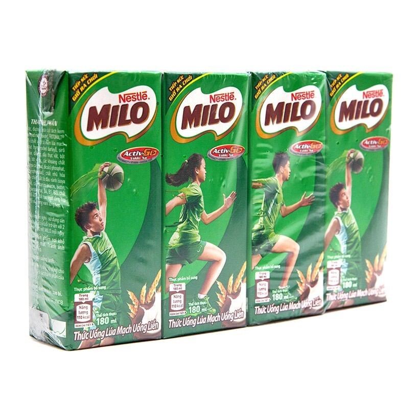Lốc 4 hộp sữa Milo lúa mạch 180ml