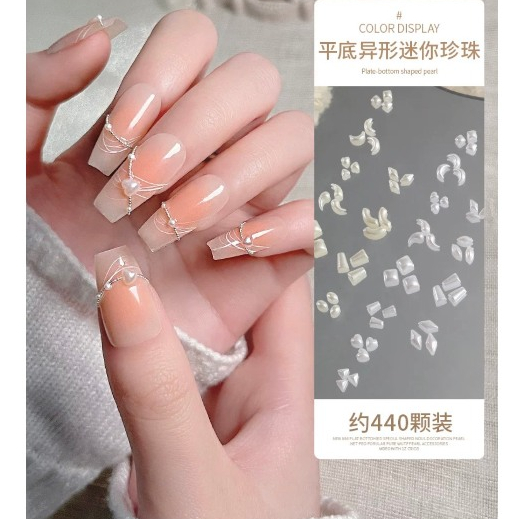 Khay Ngọc trai trắng mix hình đính móng