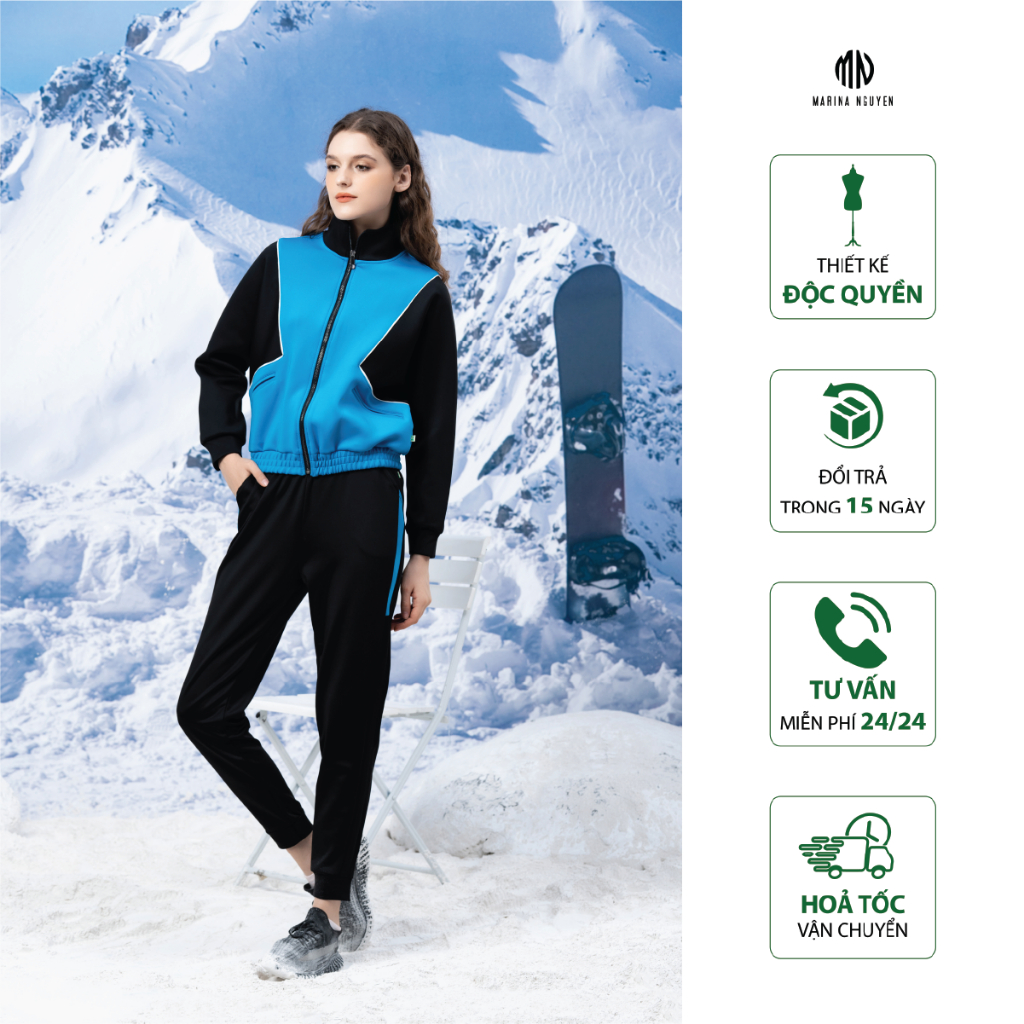 Bộ Đồ Thu Đông Nữ MARINA NGUYỄN Thiết Kế Dài Tay, Kiểu Dáng Trẻ Trung, Chất Liệu Umi Mềm Mịn Form Rộng - 822023