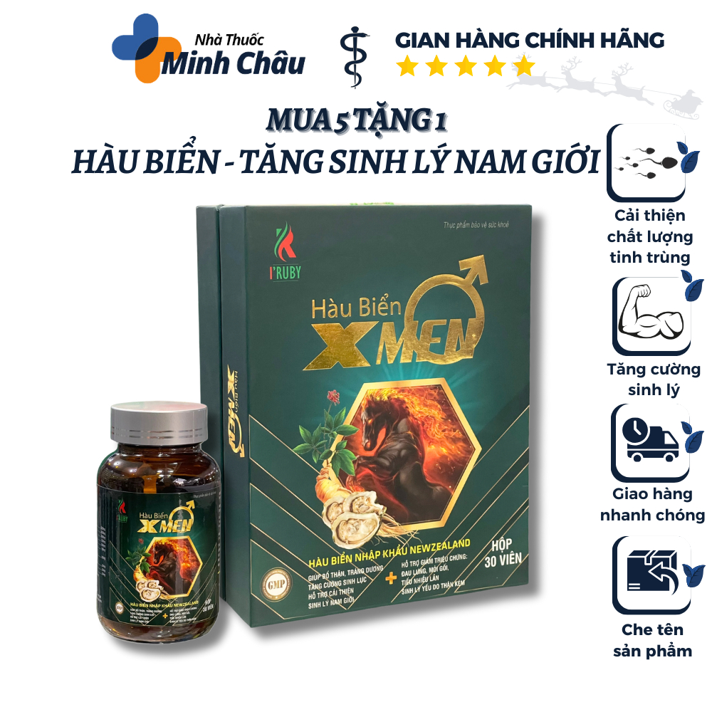 Hàu Biển X Men tráng dương, bổ thận, tăng cường chức năng sinh lý nam giới - Hộp 30 viên