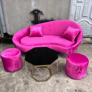 Sofa hột xoài dài 1m70 kèm bàn và 2 đôn - bộ sofa cong phòng khách siêu xinh đặt phòng khách, chung cư