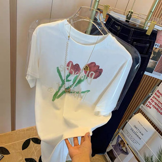 Áo thun tay lỡ 2 bông hoa tulip tuy luýp