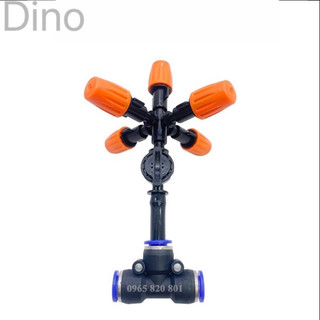 Béc phun sương 5 cửa có van áp chống nhỏ giọt dùng ống phun sương 8mm