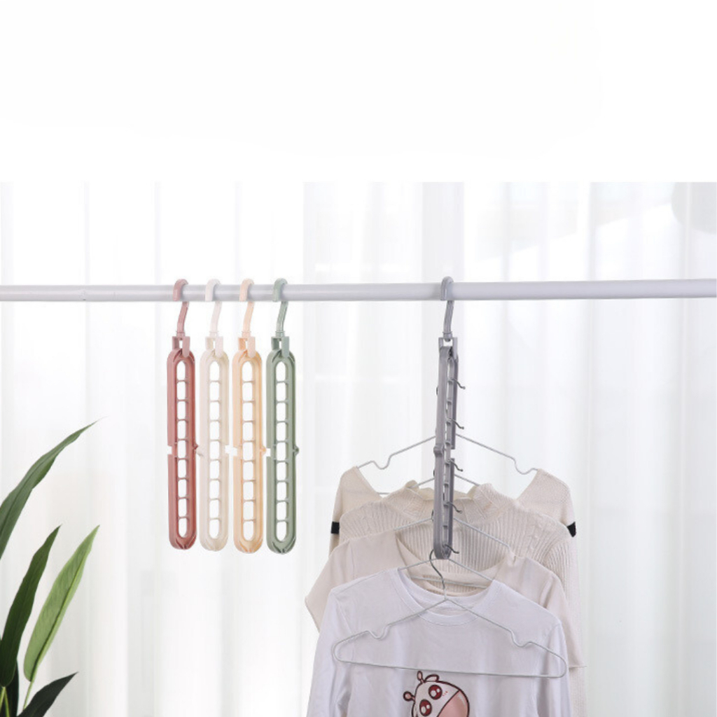 Móc Treo Quần Áo Đa Năng 2 Chiều, Móc Treo Quần Áo 9 Lỗ Thông Minh Bằng Nhựa Giúp Tiết Kiệm Diện Tích
