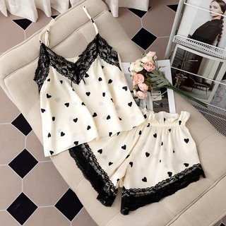 [HỎA TỐC 1H] [CHE TÊN] [KELLYWANG] SX984 – Set bộ đồ ngủ 2 dây mặc nhà nữ chất lụa satin phối ren phong cách gợi cảm